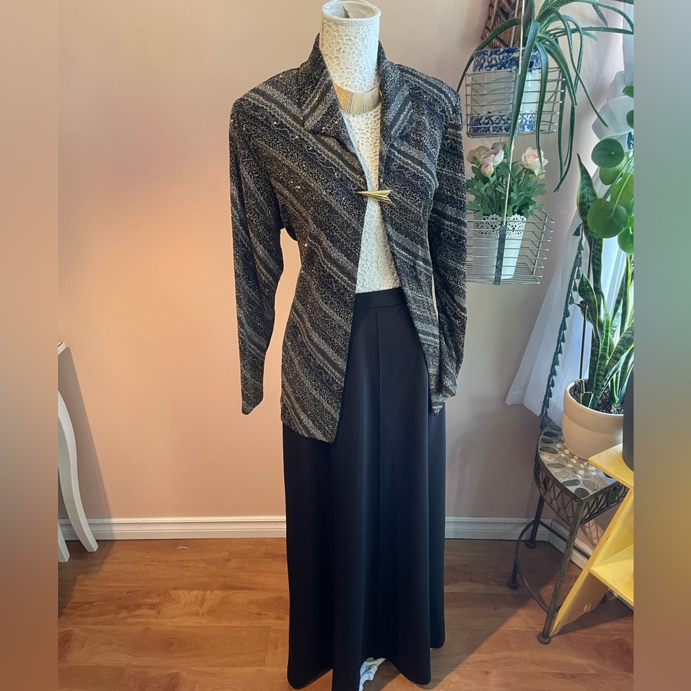 Vintage Black & Gold Sparkly Long Sleeve 'Picadilly' Cardigan Large